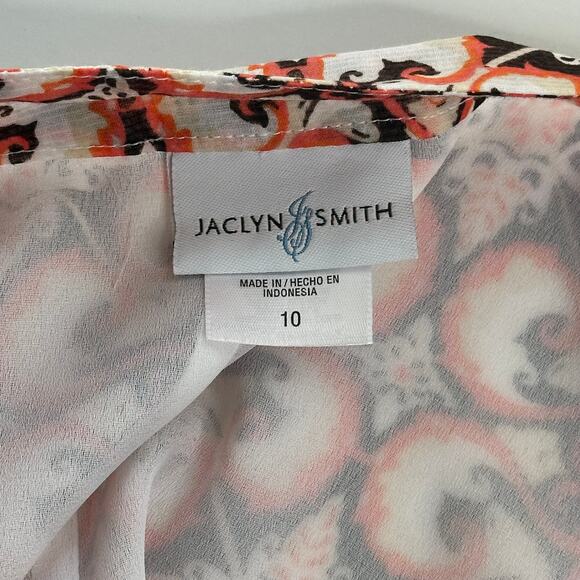 Vintage Jaclyn Smith Y2K Orange Print A-Line Midi Skirt Lined Womens Size 10 - Picture 9 of 12